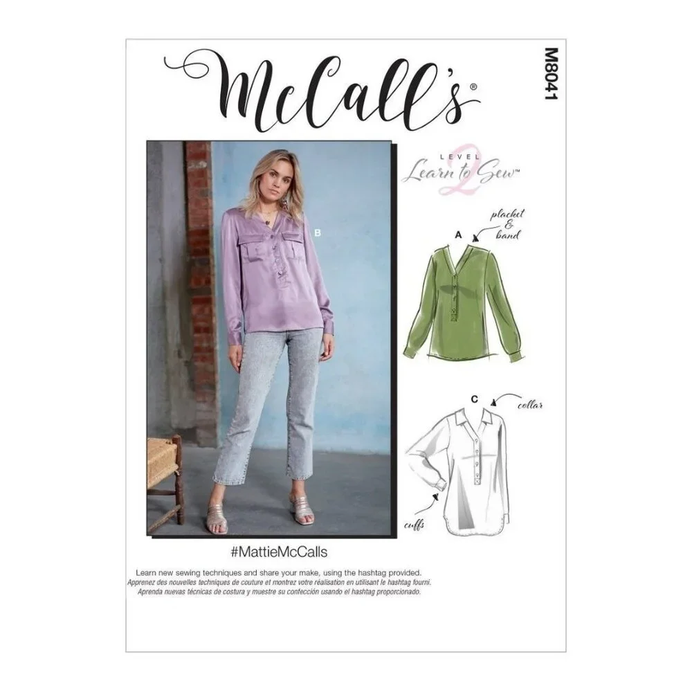 McCalls Sewing Pattern M8041 R10442 Top Shirt Misses Size 14-22